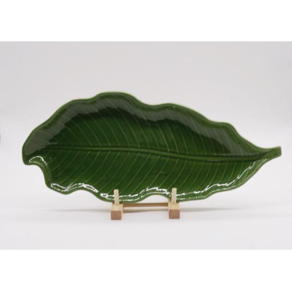 Buy Earthenware Fresh Green Leaf Platter Ceramic Dolomite Foliage Shape Plates at wholesale prices