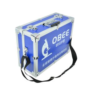 Blue Aluminum Carrying Case With Shoulder Strap Foam Insert