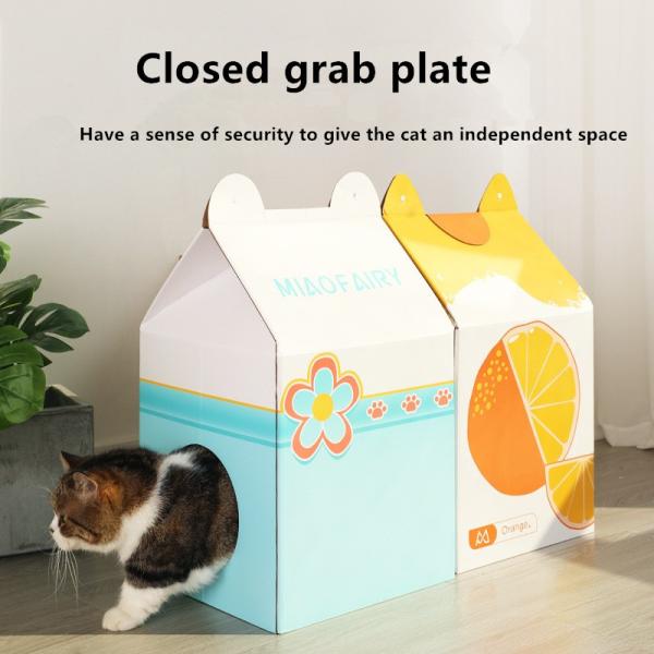 Fruit Milk Box Cat Nest Orange Soda Milk Carton Cat Bed Corrugated Closed Cat Nest Pet Products Cat Toys