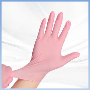 Soft Fitting Pink Disposable Synthetic Nitrile Gloves Anti - Static