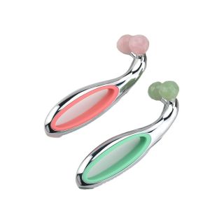 BSCI ISO Anti Puffiness Rose Quartz Jade Roller 3D V Shape Face Roller