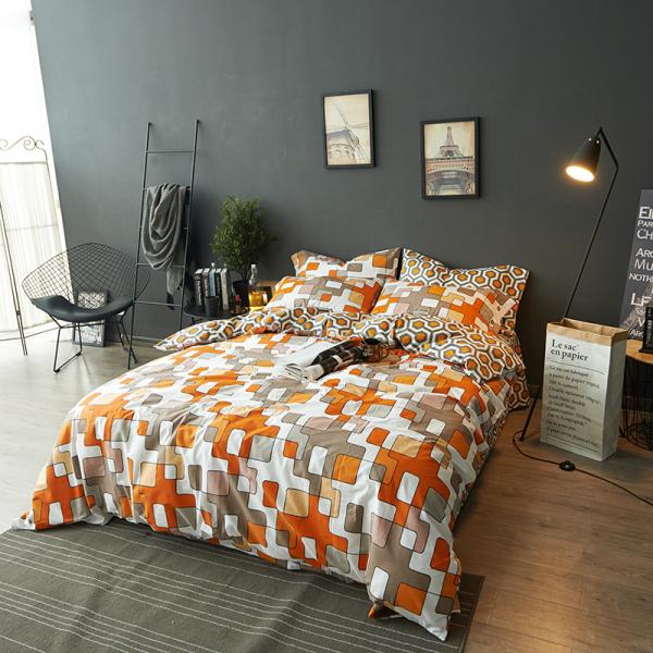 Yarn Dyed Pattern 100% Bamboo Duvet Cover Set Modern Style with Bedsheet Pillowcases