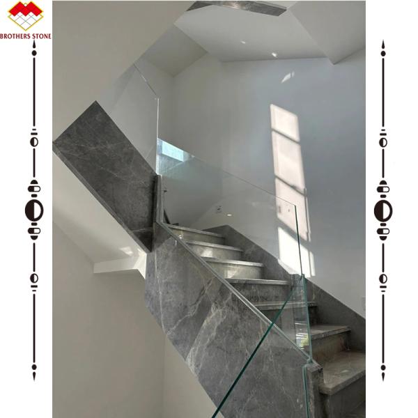 LED Stair Light Straight Spiral Marble Steps with Natural Marble Stone Stair Material