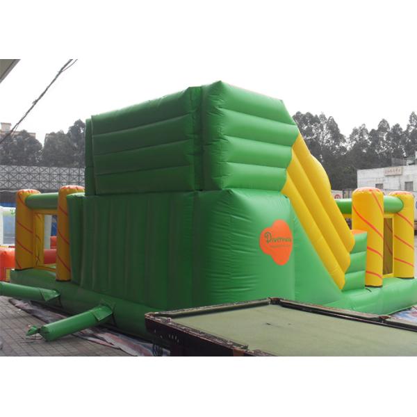Small Cartoon Theme Inflatable Fun Island , Inflatable Playground With Giant Blow Up Slide