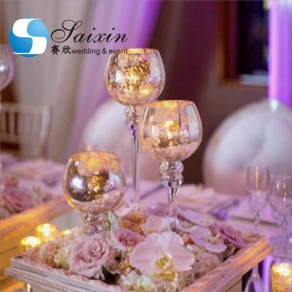 Hot ! 3 piece set tall crystal Hurricane candle holder for wedding table decoration