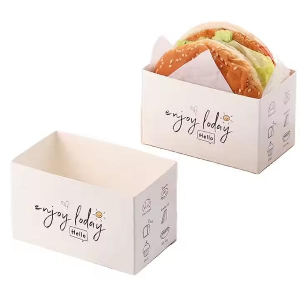 Buy Recyclable Food-Grade Kraft Burger Boxes Multi-Purpose Pizza Sandwich Packaging Custom Printed with CMYK 4 Color Offest Printing at wholesale prices