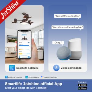 Bedroom Noiseless Plastic Ceiling Fan 44 Inch With Remote Control