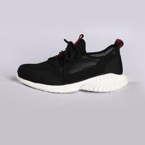 Breathable Fly Knit Safety Shoes with Metal Safety Toe in Black and Red