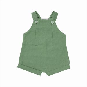 Linen And Cotton Fabric Newborn White Jumpsuit With Buttons