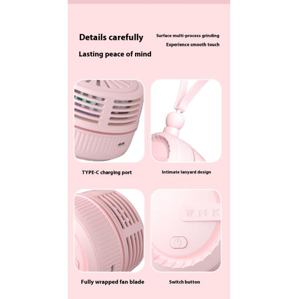 Lazy USB Charging Bladeless Neck Hanging Small Fan for DC5V Power Supply and Battery