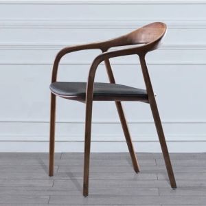 Contemporary Ash Wood Dining Chair with Leather Fabric Cushion