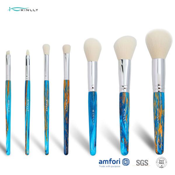 Buy Blue Wooden BSCI ISO9001 7 Piece Makeup Brush Set at wholesale prices