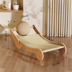 Space Saving Sustainable Cat Scratcher Recyclable With Wood And Sisal Material