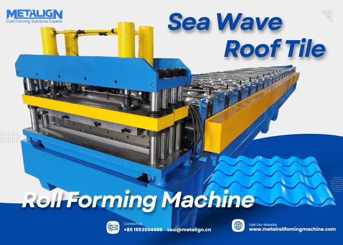China Sea Wave Metal Roof Tile Roll Forming Machine With Hydraulic Punching And Chain Drive on sale