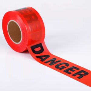 Custom Printed Barricade PE Warning Tape Non Adhesive Red Roll Plastic Barricer