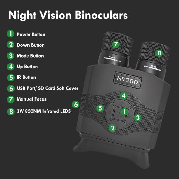 Buy Military Night Vision Binocular Infrared Digital Night Vision Scope With 3.5" Viewing Screen at wholesale prices