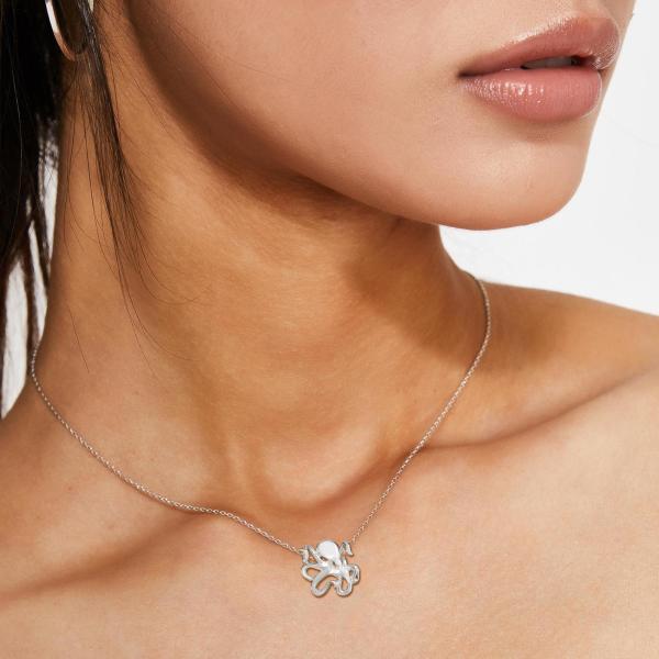 Miniature Octopus Necklaces for Women Sterling Silver- Octopus Jewelry for Women, Sea Life Jewelry, Octopus Gifts