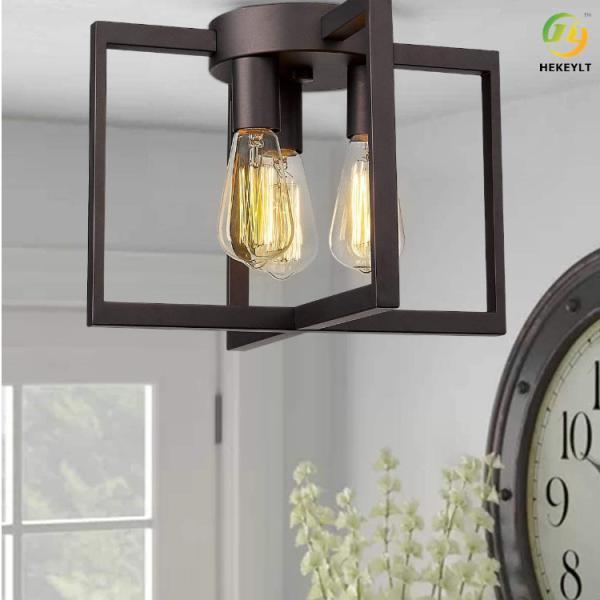E27 Rectangular Wrought Iron Ceiling Lamp For Bedroom Dining Room