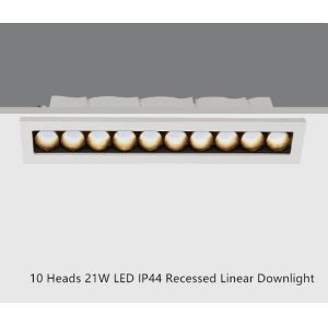 10 Heads 21W LED Recessed Downlight IP44 Water Resistant Linear Downlight