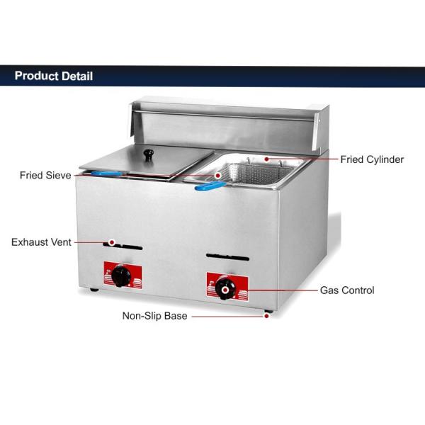 Commercial Gas Powered Deep Fryer for French Fries and Fry Chicken