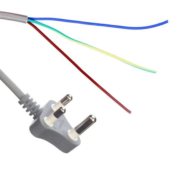 450v H05VV-F 3X0.75MM2 3 Phase Plug Power Cable for South Africa SABS Grey Oxygen Free Bared Stranded Copper