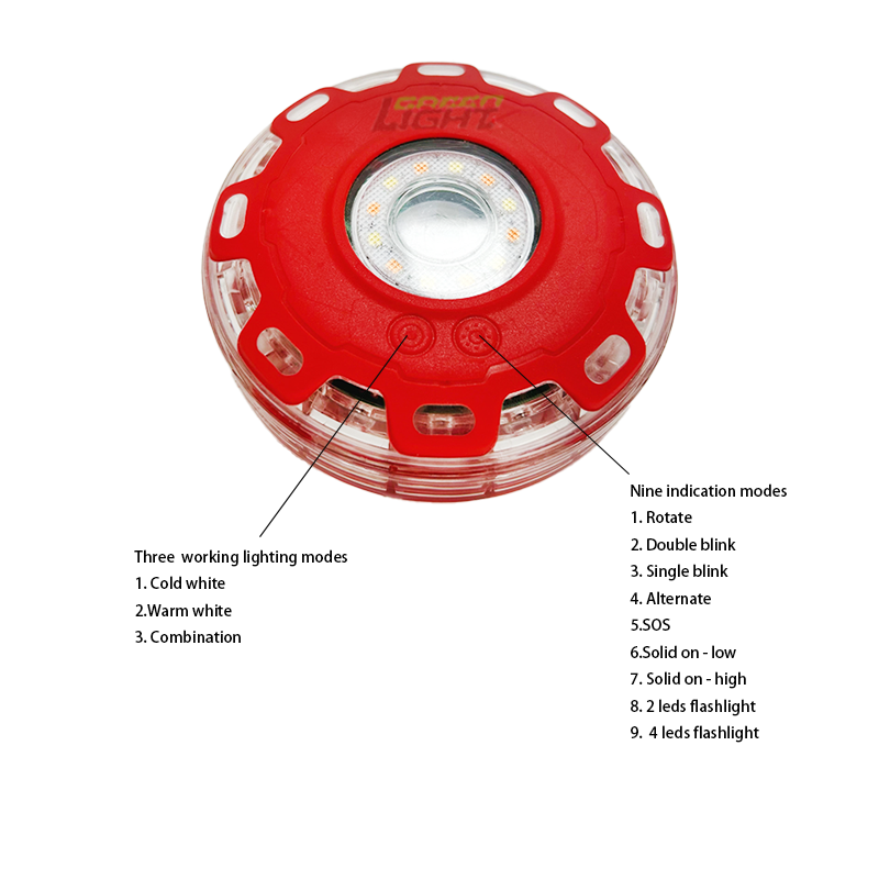 Multiple Colors for Options and Lighting Modes Led Warning Lights Magnetic Adsorption Charging Rechargeable Li-ion Battery