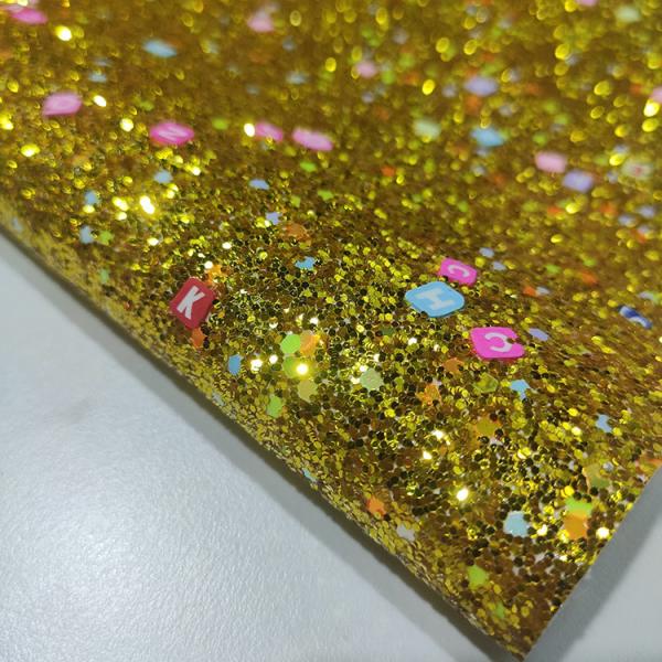 Buy 50m/Roll Polymer Clay 3D Chunky Glitter Leather Fabric at wholesale prices
