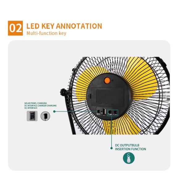 Led Light Solar Electric Fan With USB Mobile Phone Charge Function