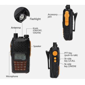 UV-6R IPX4 Water Resistant Walkie Talkie with 1500mAh Battery and 16 Channels