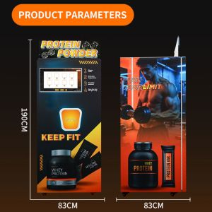 Protein Powder Vending Machine with Automatic Cup Dispensing, Background Warning