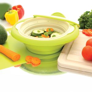 Quality Hot Resistant Kitchen Utensil Food Grade Collapsible Silicone Food Steamer for sale