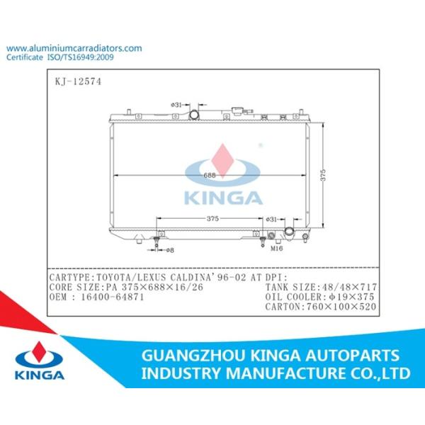 Car Accessories Aluminum Auto Radiator Toyota / Lexus Caldina 16400-64871