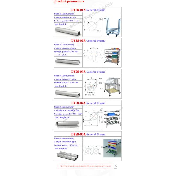 Lean Pipe Aluminum Lean Tube For Warehouse Trolley Cart