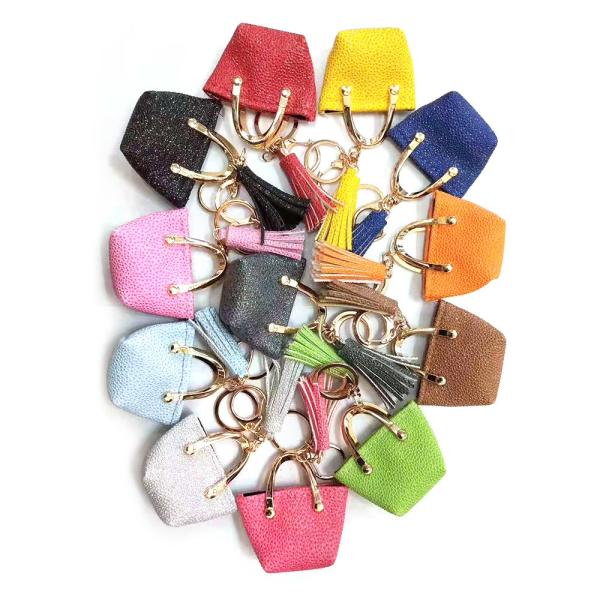 Buy Ladies Personalised Tassel 7.7cm Mini Purse Keychain Matte Surface at wholesale prices