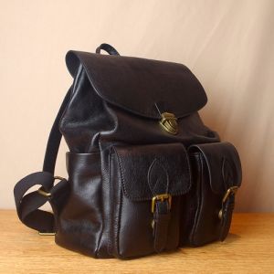 32cm Womens Waterproof Backpack Niche Vintage Leather Schoolbag