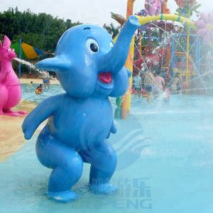 Children Play Pool Water Sprays Small Elephant, Fiberglass Standing Animal -