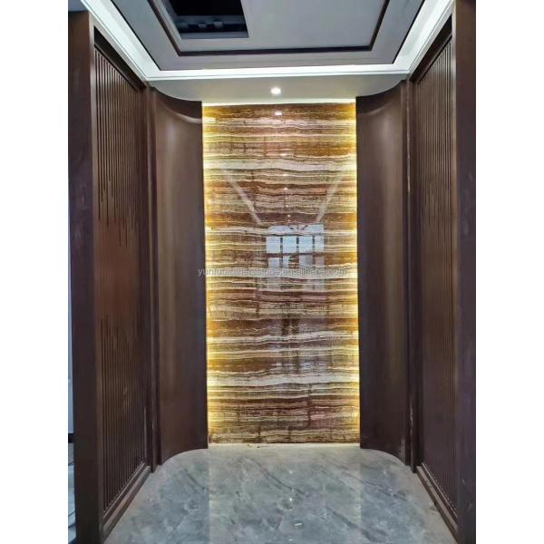 Polished Black Sea Onyx Marble Translucent Texture for Interior Wall Panel Decoration