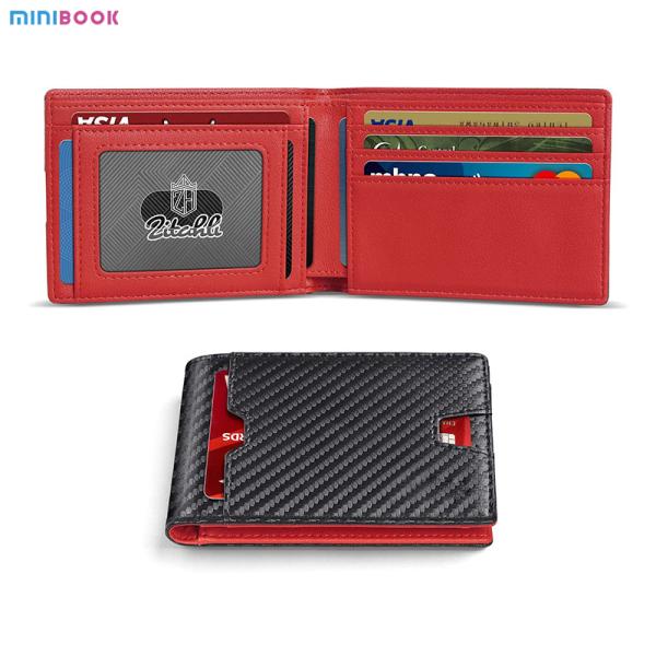 Genuine Leather Men's RFID Blocking Bifold Wallet with Zipper Pockets and Custom Logo