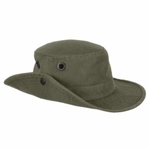 Broad Brimmed Waxed Cotton Hat , Leather Belt Poly String Tan Mens Summer Brim