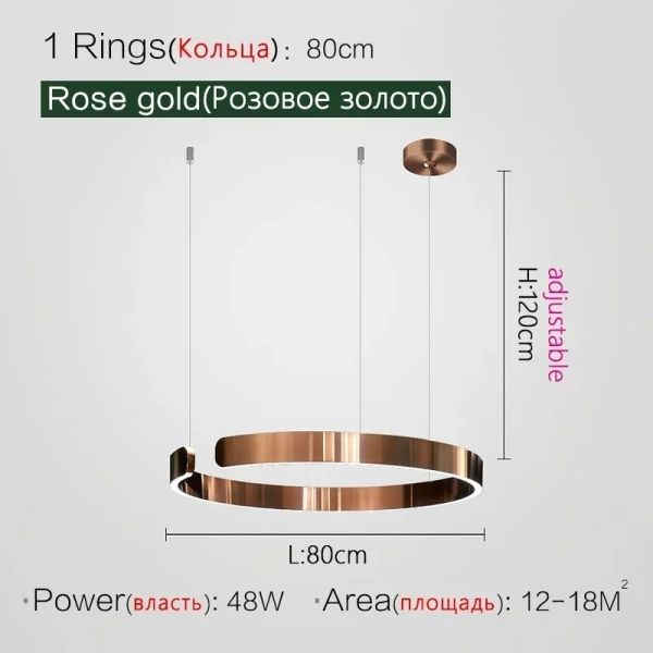 Mininalist Circle Rings Ceiling Chandeliers Hanging Pendant Lighting Aria Multi Light Chandelier（WH-AP-619）