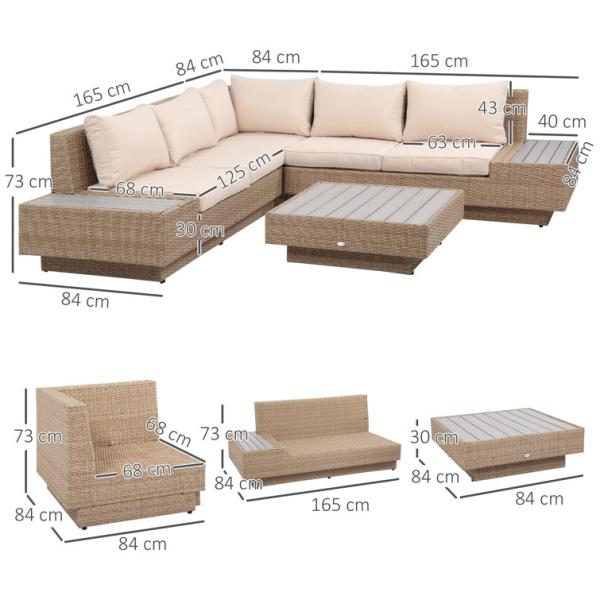 Leisure Outdoor Patio Furniture Modern Design Wicker Rattan Corner Sofa Set for Garden