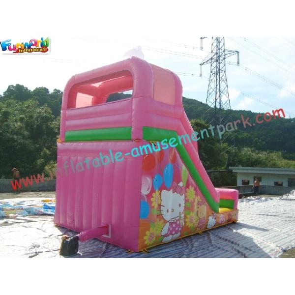 Cute Cat Commercial Inflatable Slide , Childrens Small Dry Slide Slip Inflatable