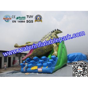 Commercial Crocodile Inflatable Slide , Inflatable Water Slide For Rental
