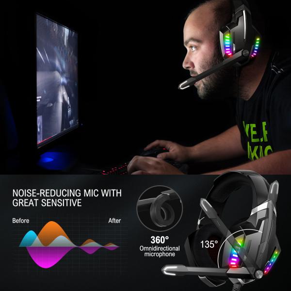 RGB Surround 2.2m Wire 20000Hz Sound Gaming Headset For PS4