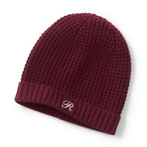 WOMEN'S 100% CASHMERE KNITTED WAFFLE STITCH BEANIE HAT