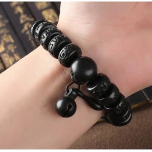 Unisex Mystical Bracelet Dark Brown Tibetan Lightning Strike Wood Bracelet