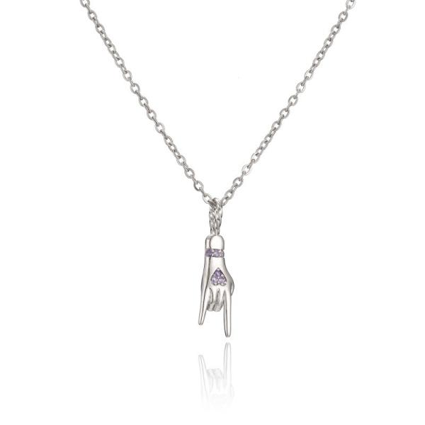 Buy 925 Sterling Silver Chain Necklace Unique Handsome Middle Finger Pendant at wholesale prices