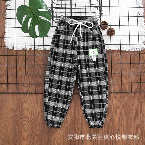 Buy Full Length Casual Girls Grid Pattern Pants 42cm To 68cm at wholesale prices