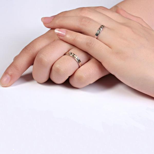 18K White Gold Yellow Gold Diamonds Wedding Couple Ring (GDR010)