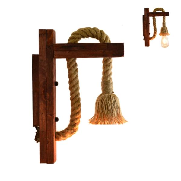 Vintage Wooden Wall Light for Restaurant Coffee Shop Decor rope wall lamp (WH-VR-51)